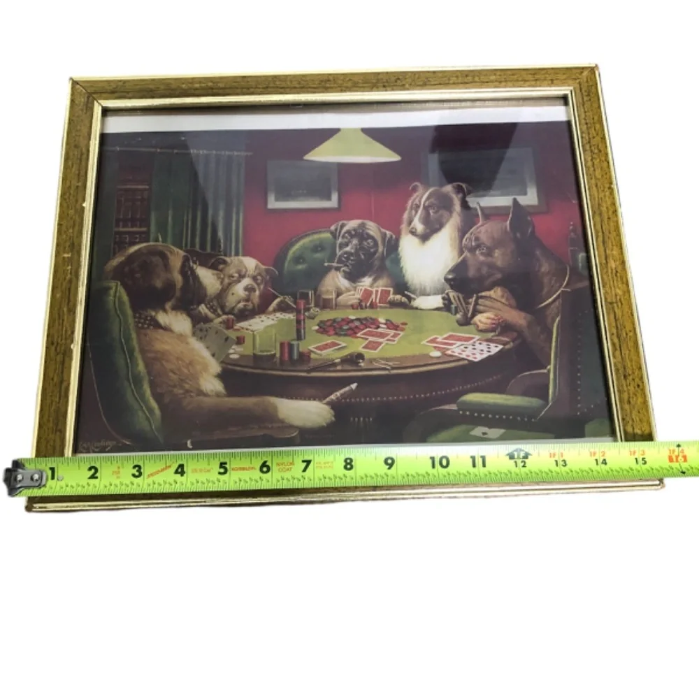 Bold Bluff Dogs Playing Poker Framed Art Print Wall Decor | Man Cave Home Accent